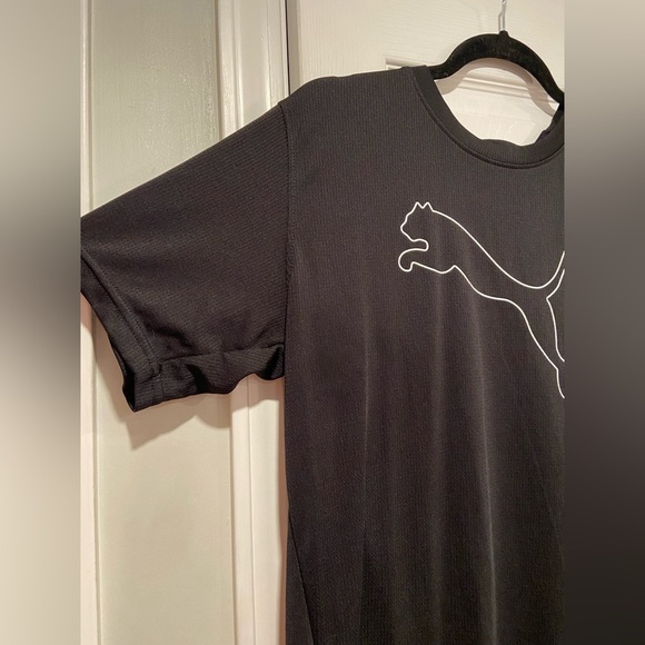 Puma Men’s Size M Black White Cat Logo Performance Short Sleeve Tee Shirt - Picture 9 of 10